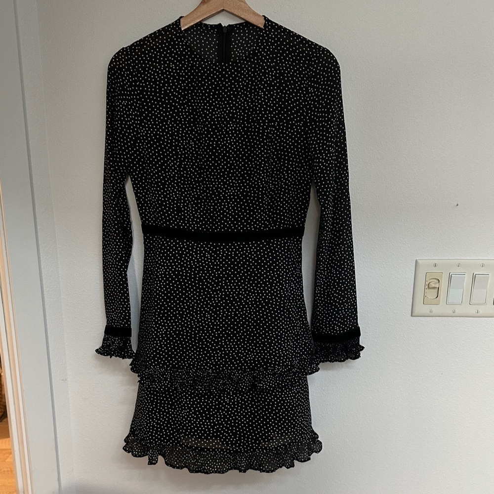 Lulu's Black and White Polka Dot Long Sleeve Dress small NWT